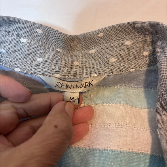 John Mark Blouse Tunic Embroidery Back Floral Pink Turquoise side pockets Medium - Picture 9 of 10